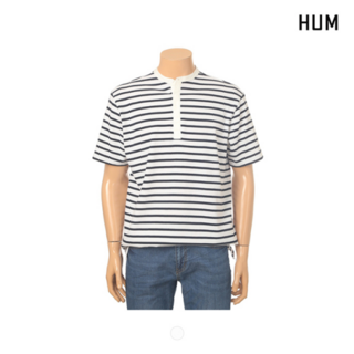 HUM 남 스트라이프 헨리넥 티셔츠