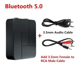 블루투스 5.0 오디오 수신기 송신기 3.5mm AUX 잭 RCA USB 동글 스테레오 무선 어댑터 마이크 포함 자동, With RCA Cable