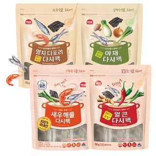 사조해표 다시팩 4종 멸치디포리 야채 새우해물 얼큰, 1개, 150g