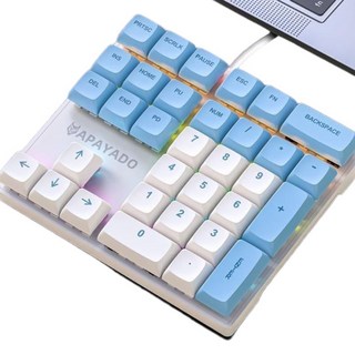 유선 기계식 33키 숫자 멀티 USB 조명 키패드, 화이트블루-적축