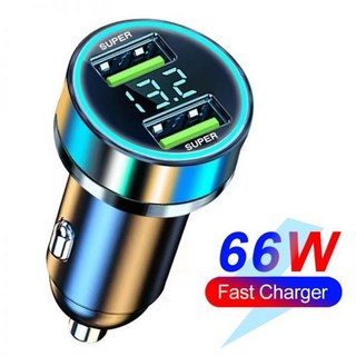 차량충전기 멀티소켓 급속 차량용 고속 충전 충전기 아이폰 호환 100W 6 포트 PD QC3.0 USB C 전화 C타입 어댑터, 2 Port Volt display