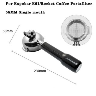 Expobar E61/Rocket Coffee Portafliter 58MM 스테인레스 스틸 핸들 필터 범용 싱글/더블 입 커피 액세서리, 02 58mm-single mouth-C2, 1개
