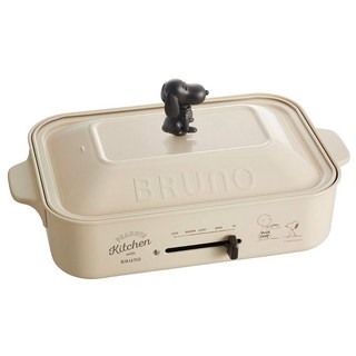 BRUNO Peanuts BOE070-ECRU Snoopy Compact Hot Plate BRUNO 피너츠 BOE070-ECRU 스누피 컴팩트 핫 플레이트 본체 & 플레이트 3개, 1개, White