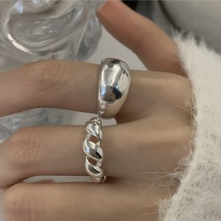 루비앤 실버 925 순은 고마루 볼드 오픈링 실버 은반지 볼록 빈티지 레이어드 고급 반지
