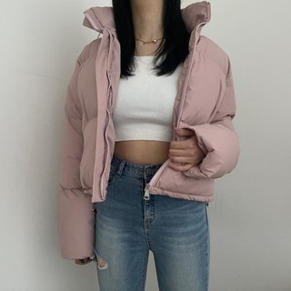 VANANA2 겨울 트렌디 여성 하이넥 크롭 스트링 숏 패딩 점퍼