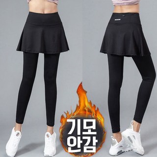 차쿠 여성 기모 테니스 레깅스 치마 스포츠 레깅스 빅사이즈 요가 기모 일체형 레깅스 치마