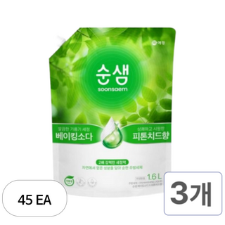 순샘 베이킹소다 피톤치드 주방세제 리필, 1.6L, 45개