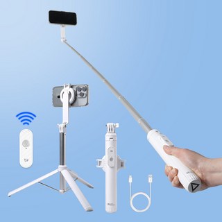 라이트밸런스 맥세이프 셀카봉 155cm 롱 접이식 마그네틱 블루투스 아이폰 삼각대, MS-154 (맥스틱), 1개