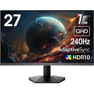 쿠루이 게이밍 모니터 27인치 WQHD 2560 x 1440 PC 컴퓨터 최대 240Hz 주사율 1ms 어댑티브 싱크 HDR10 DCI-P3 90% 144Hz 디스플, 27