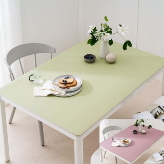 (16colors 11size) 깐깐공주 100% 방수 가죽 식탁보 테이블보 식탁매트 테이블매트, 140x80cm, 양면-11 (Olive+Violet), 1개