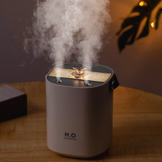 헤몬 미니 가습기 무드등 휴대용 탁상용 가습기 1L, 화이트