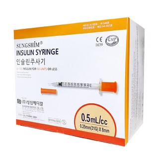 성심메디칼 인슐린 주사기 0.5ml 8mm 31g 100개입, 1개