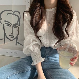 면블라우스 여성 펀칭블라우스 여름 시스루 주크 아사면 블라우스 쥬크 베이비돌 셔츠