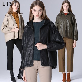 [리스트(LIST)] 페이퍼 레더 후드 점퍼 (택가격328000원)