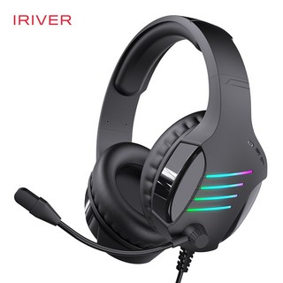 아이리버 노이즈 캔슬링 마이크 레이보우 LED USB 게이밍 헤드셋, EQwear-G7H, 블랙(Black)