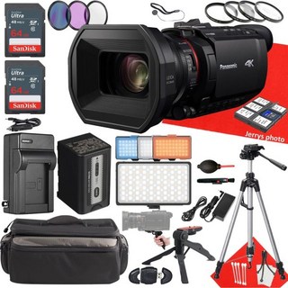 파나소닉 HC-X1500 UHD 4K HDMI 프로 캠코더 2PC 64GB 메모리 추가 배터리 LED 조명 필터 삼각대 기타27개 번들, 파나소닉 HC-X1500 UHD 4K HDMI 프로 캠