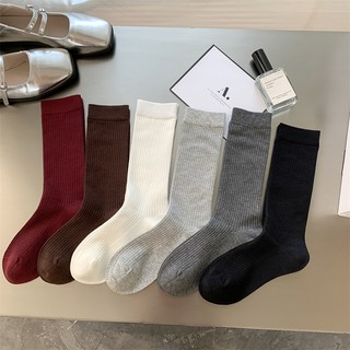 레드에셋 여성용 무지 중목 양말 6켤레