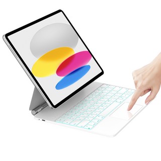 HOU 아이패드 호환 매직키보드 프로1/2/3/4세대 에어4/5 11/12.9인치 10세대 한글각인 키보드, 10세대 10.9인치, 화이트