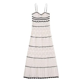 자라 니트 비치 휴가룩 뜨개 브이넥 끈나시 롱 원피스 ZARA