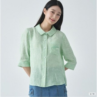 지센 /파격할인 여성 린넨 스탠카라 블라우스 색상2종