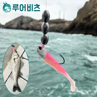 농어 점농어 루어 세트 싱커 포함 바다 낚시용 소프트베이트 웜 지그헤드 by 루어비츠, 1개, 36g, 핑크