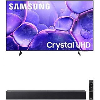 삼성 43인치 크리스탈 UHD U8000F 4K 스마트 TV (2025년형) 무한 무료 콘텐츠 프로세서 B-시리즈 사운드바 HW B400F 2.0 채널 내장 서브우퍼
