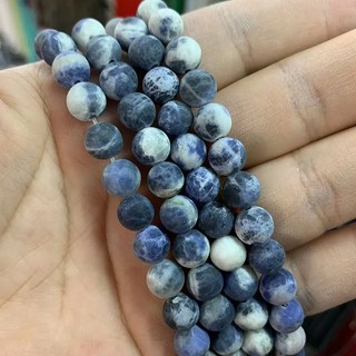 DIY주얼리재료 주얼리 제작용 블루 천연석 비즈 토파즈 아쿠아 마린 마노 옥 유리 크리스탈 루즈 라운드 스페이서 DIY 팔찌 매력, 8mm about 44-46pcs, Matte Dream Sodalite, 1개