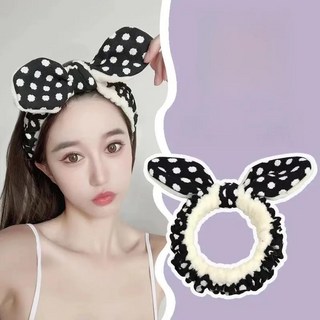 바늘 끈 봉제 얼굴 세척 세면 귀여운 귀, 18. 인플루언서 픽 블랙 웨이브 포인트, 1개