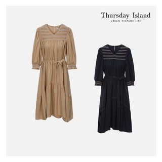 써스데이아일랜드 Thursday Island 자수 스모킹 원피스(T226MOP157W)