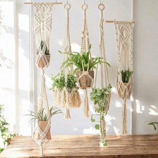 DIY 만들기 키트 5종 화분걸이 행잉플랜트 마크라메재료, A 아이보리