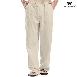 남성 린넨 밴딩 팬츠 와이드핏 여름 포켓 통바지 WI231PN