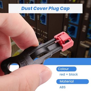 AMSC 100Pcs 빨간색 RJ45 포트 이더넷 LAN 허브 방진 커버 플러그 캡 블록 아웃 보호기 (독점 잠금 장치 및