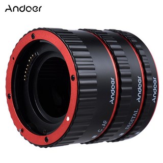 Andoer 오토 포커스 AF 매크로 확장 튜브 링 Canon EOS EF-S 60D 7D II 550D용, 1개, 레드