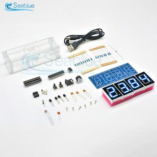 LED 전자 시계 DIY 키트 마이크로 컨트롤러 키트 레드/블루/그린/화이트 디지털 시계 시간 조명 제어 온도 온도계, 1개 정보통신기사 LED 전자 시계 DIY 키트 마이크로 컨트롤러 키트 레드/블루/그린/화이트 디지털 시계 시간 조명 제어 온도 온도계, 1개 정보통신기사