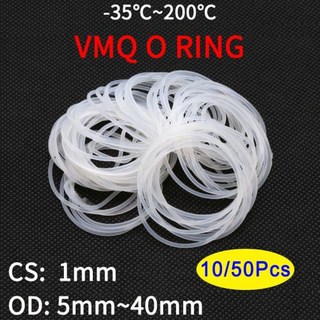 10/50pcs VMQ 화이트 실리콘 오링 개스킷 CS 1mm OD 5 ~ 40mm 식품 학년 방수 와셔 고무링 절연 라운드 모양의 인감, 45) OD 27mm ID 25mm - 10pcs -, 10개