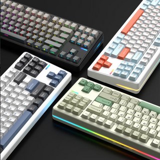 Riccks RS8 무선 기계식 키보드 3모드 연결 가스켓 구조 QMK-VA지원, 제조사축, 무설축, 화이트블루-8000mAh