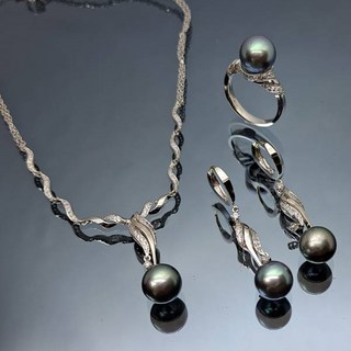 8~8.5mm 천연흑진주풀세트(14k 9.9g 예물 H492)