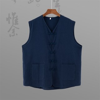 여름 빈티지 차이나 버튼 면 린넨 나시 남성 당복 한복 티셔츠 셔츠 조끼 생활