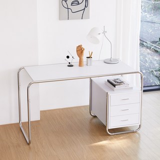 베스트리빙 미드센츄리 모던 크롬 책상 테이블 서랍형 2size / 2colors, 화이트