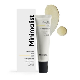 Minimalist 입술에 보습 연화 및 브라이트닝 립밤 | 비타민 E 라디안스킨 글리세린이 함유된 8% L-아스코르빈산 여성 남성용 12g(0.4온스), 1개, 12g