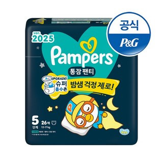 팸퍼스 2025 통잠팬티 팬티형 밤기저귀, 26개, 5단계