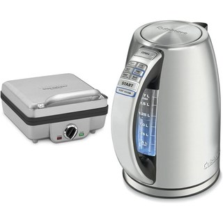 쿠진아트 Cuisinart WAF-300P1 팬케이크 플레이트가 있는 벨기에 와플 메이커 브러쉬드 스테인리스, 정사각형