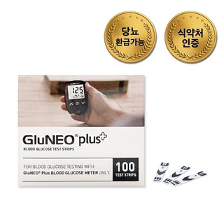 헬스웰 오상헬스케어 글루네오 플러스 혈당시험지 100매 검사지, 1개, 100개입