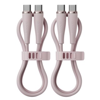 Toocki C타입 C to C PD60W 초고속 충전케이블 2개입 2미터 실리콘케이블, 핑크, 2m