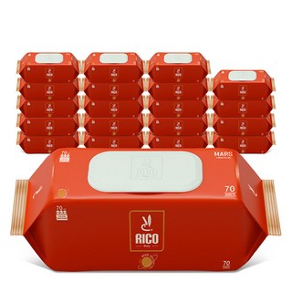 리꼬베이비 저자극 더플래닛 마스 골드 물티슈 70gsm 엠보싱 캡형 70매 20개