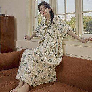 SYUM 잠옷 여름 반팔 여성잠옷세트 루즈핏 빅사이즈 원피스잠옷
