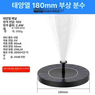 태양열 분수 미니 분수대 연못 정원 가든 워터 펌프 태양광 2in 1 산소/분수, 3. 180mm  분수 2in1(산소/분수)