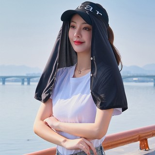 BOMSAN 얼굴 목 햇빛가리개 모자썬가드 1+1개, 블랙, 2개