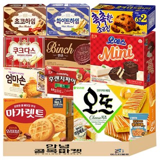 [안녕골목마켓] 사무실 과자 세트 10종(+1) 탕비실 간식 ( 오예스미니 초코하임 화이트하임 쿠크다스 촉촉한초코칩 빈츠 엄마손 마가렛트 오뜨치즈 후렌치파이 소라과자 ) 세트, 1개, 192g