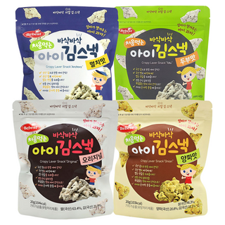 베베스트 처음먹는 아이 김스낵 4종 4개 (오리지널 + 양파맛 + 멸치맛 + 두부맛)